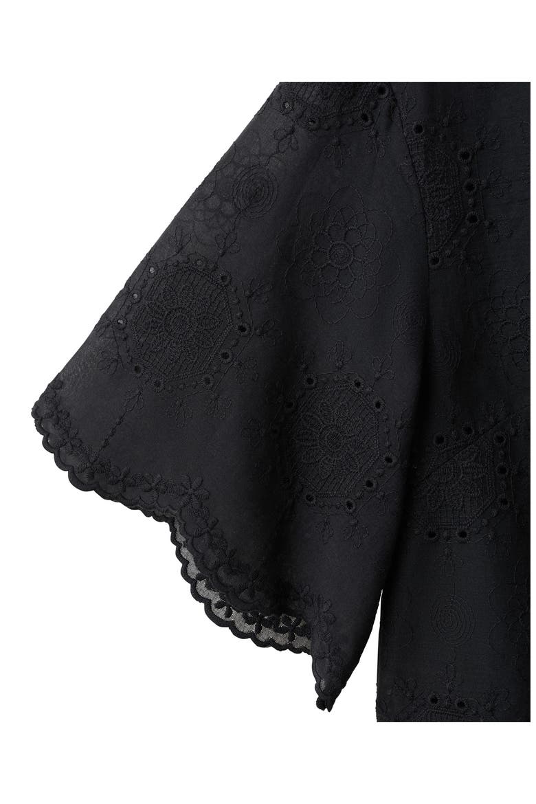 Embroidered Cropped Shirt, Alternate, color, BLACK