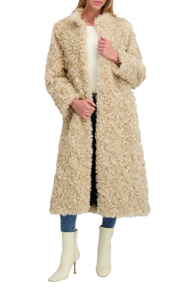 Fur-Free Lamb (Faux Fur) Coat, Main, color, BEIGE