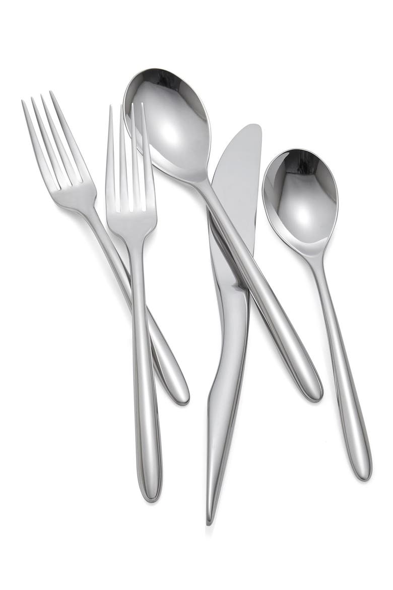 'Dune' 5-Piece Stainless Steel Table Setting, Main, color, SILVER