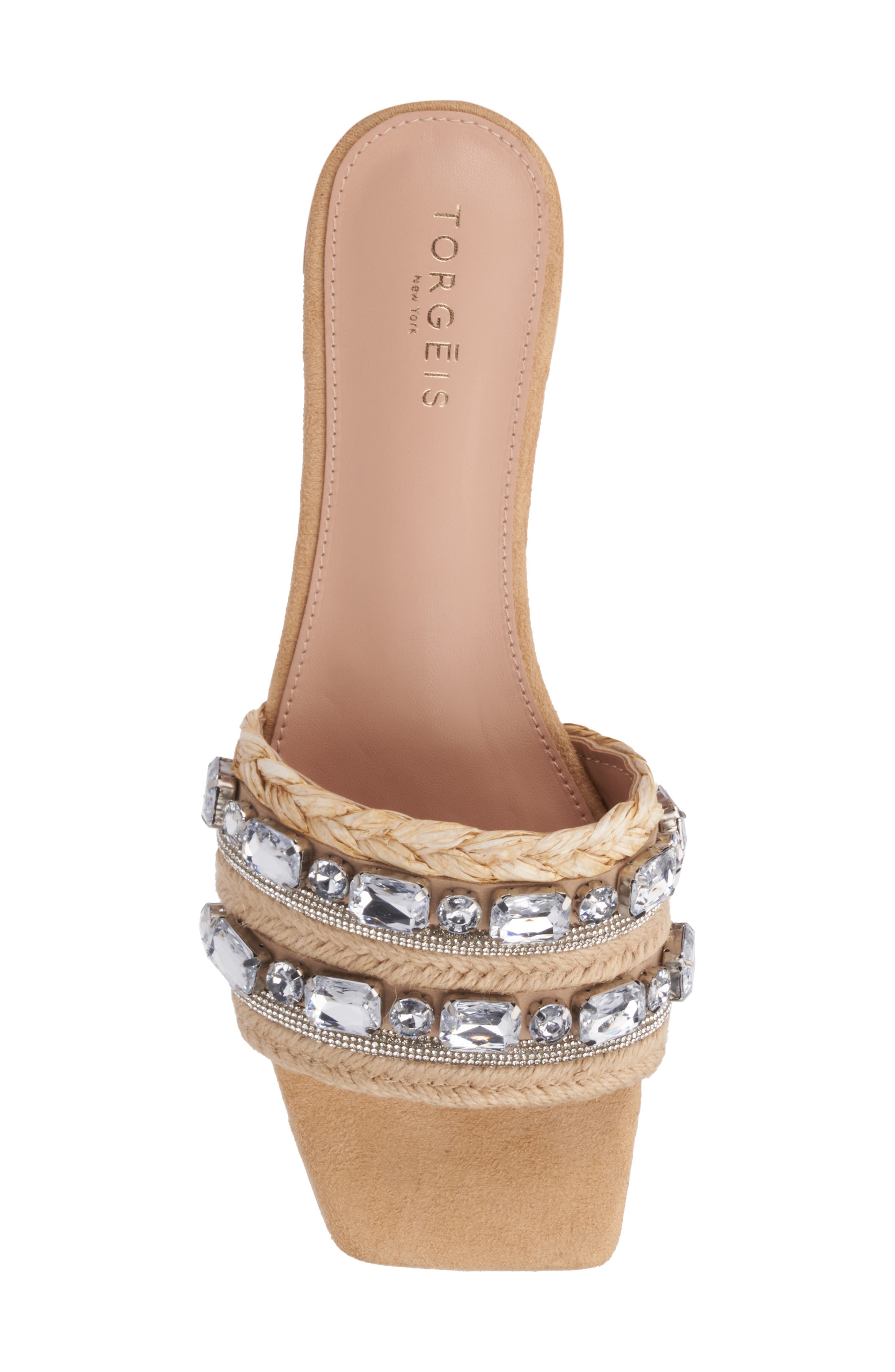 TORGEIS Miya Crystal Embellished Slide Sandal, Alternate, color, Natural