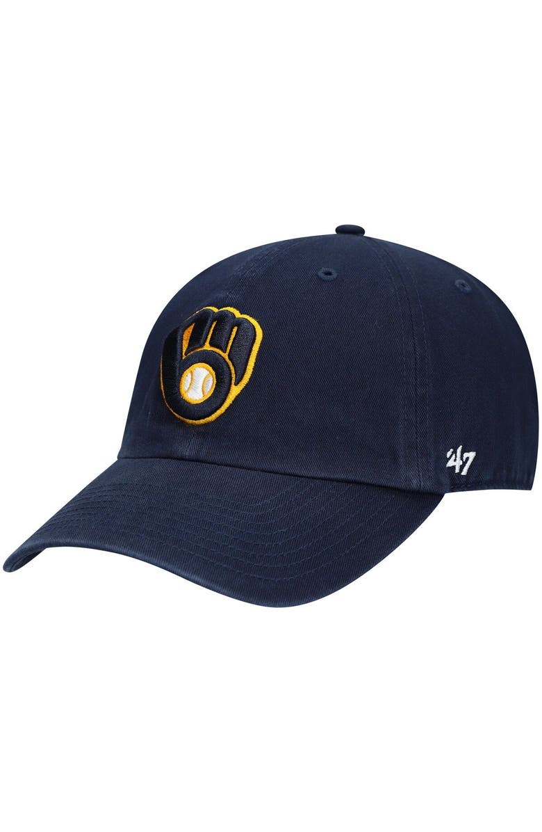 '47 Men's '47 Navy Milwaukee Brewers Clean Up Adjustable Hat, Main, color, 