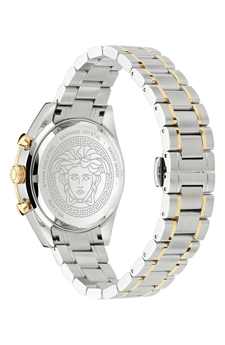 Versace V-Code Chronograph Bracelet Watch, 41mm, Alternate, color, Two Tone