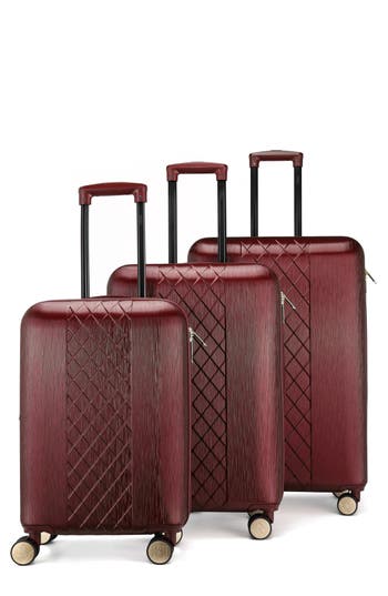 Badgley Mischka Collection Three-piece Diamond Hardside Spinner Luggage Set