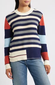 CITY BLUES Stripe Colorblock Sweater