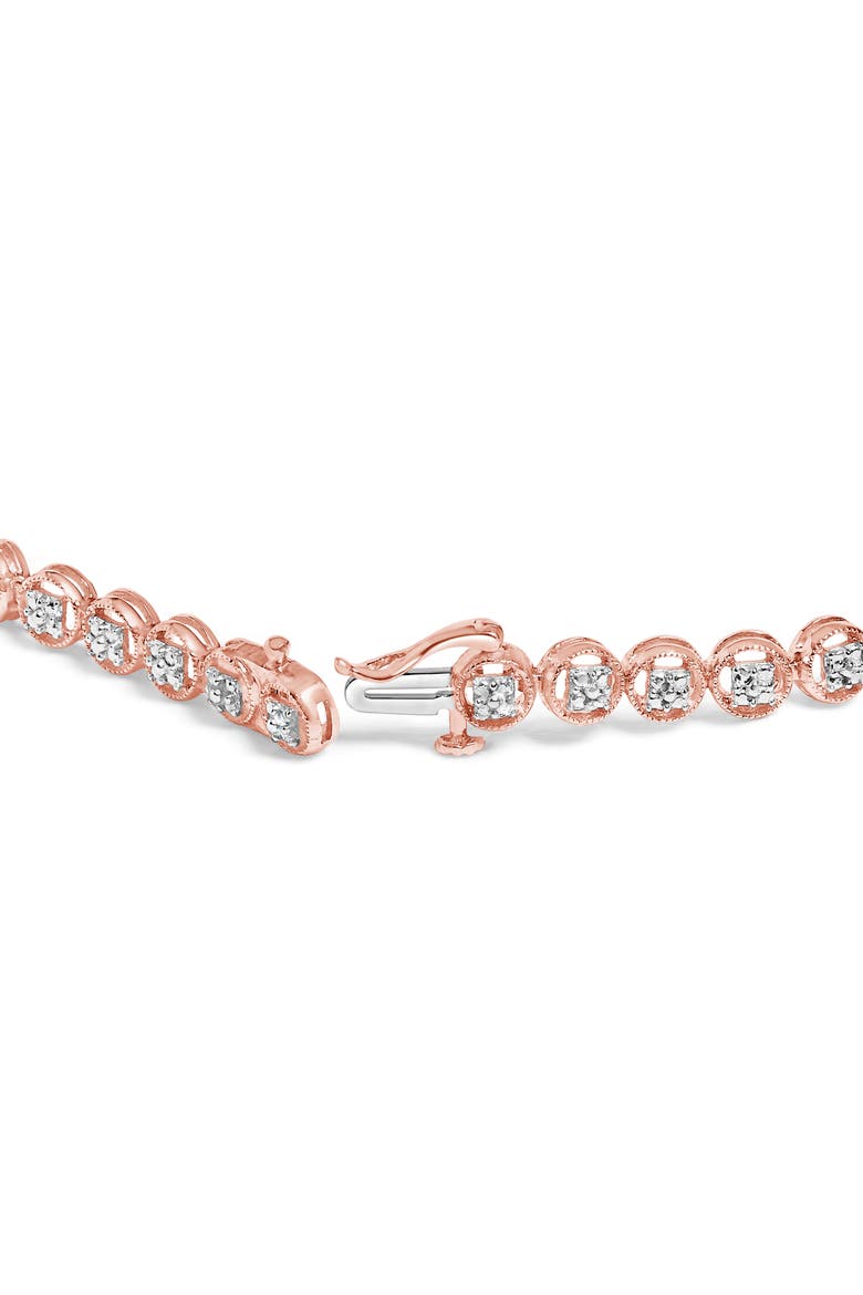 Silver 1/10 Cttw Diamond Open Circle Beaded Wheel Link Tennis Bracelet, Alternate, color, Rose