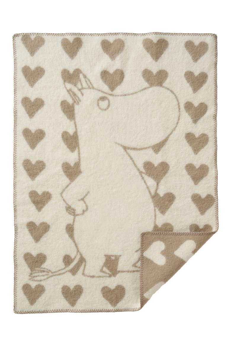 Kids' Moomin Heart Lambswool Woven Blanket, Main, color, LIGHT BROWN