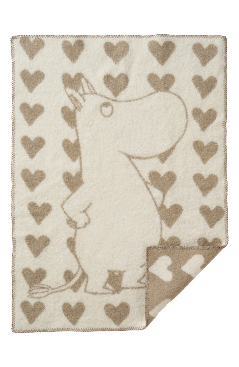 Klippan Kids' Moomin Heart Lambswool Woven Blanket, Main, color, Light Brown