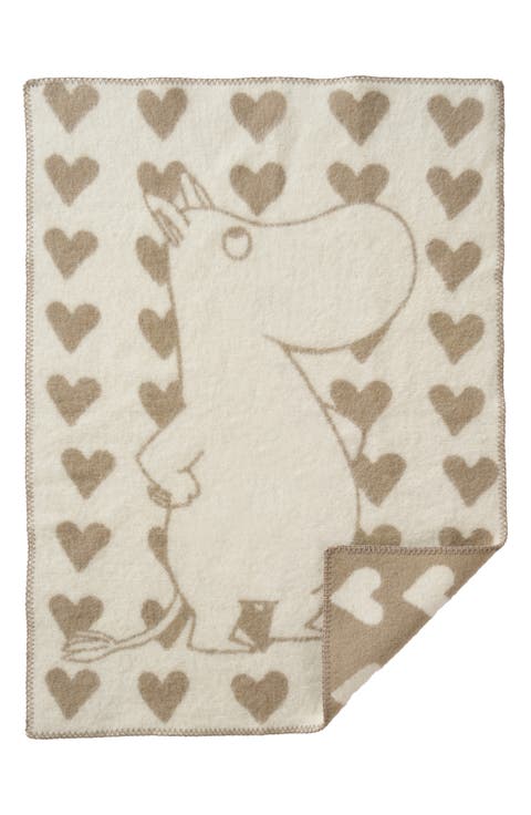 Kids' Moomin Heart Lambswool Woven Blanket