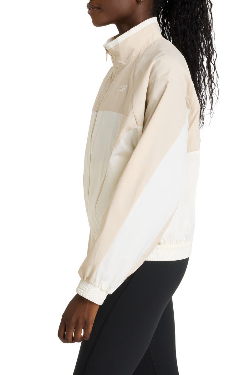 New Balance Oversize Water Resistant Colorblock Nylon Jacket, Alternate, color, Sea Salt