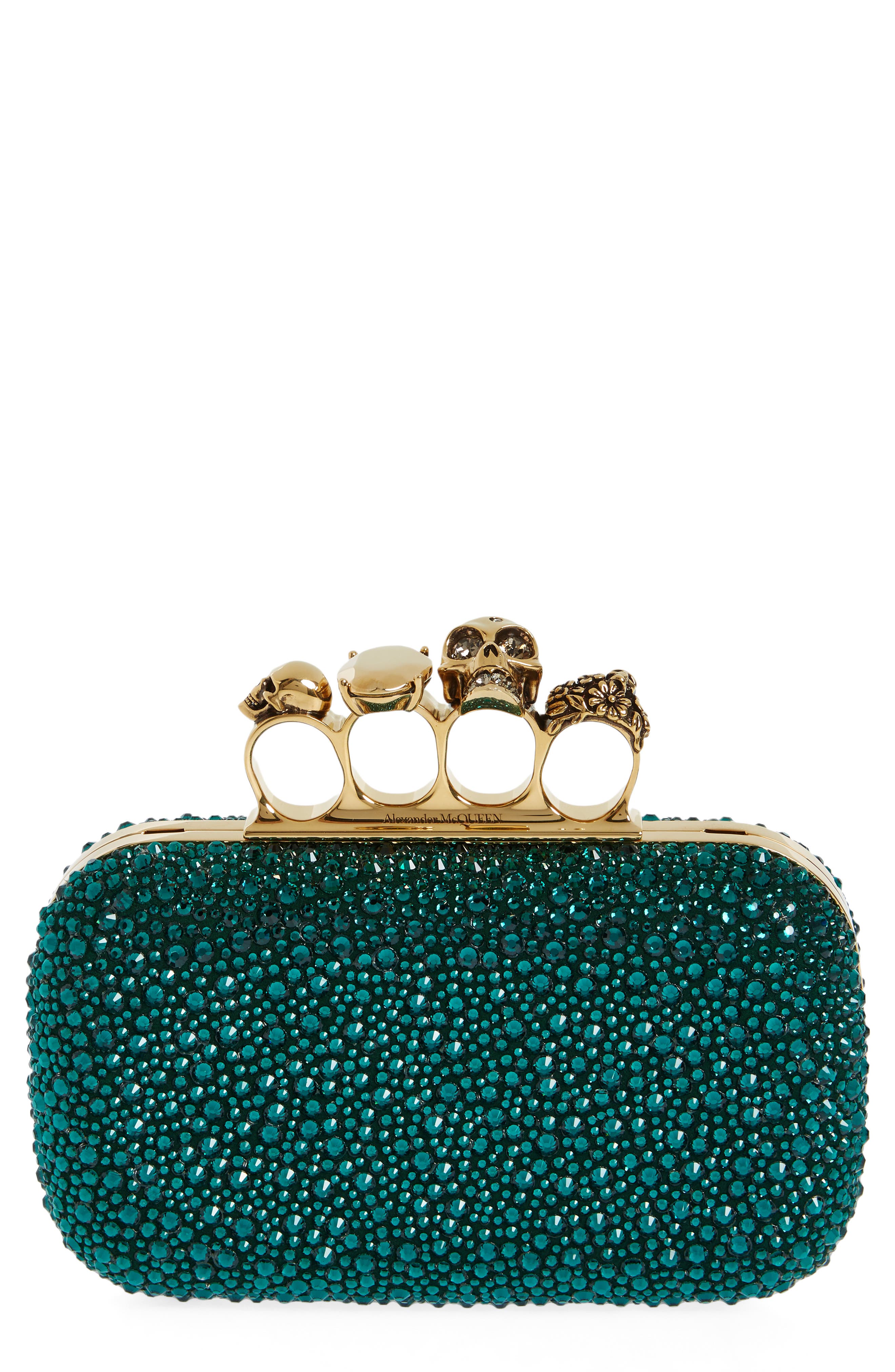 McQueen Crystal Embellished Jeweled Clutch, Main, color, 