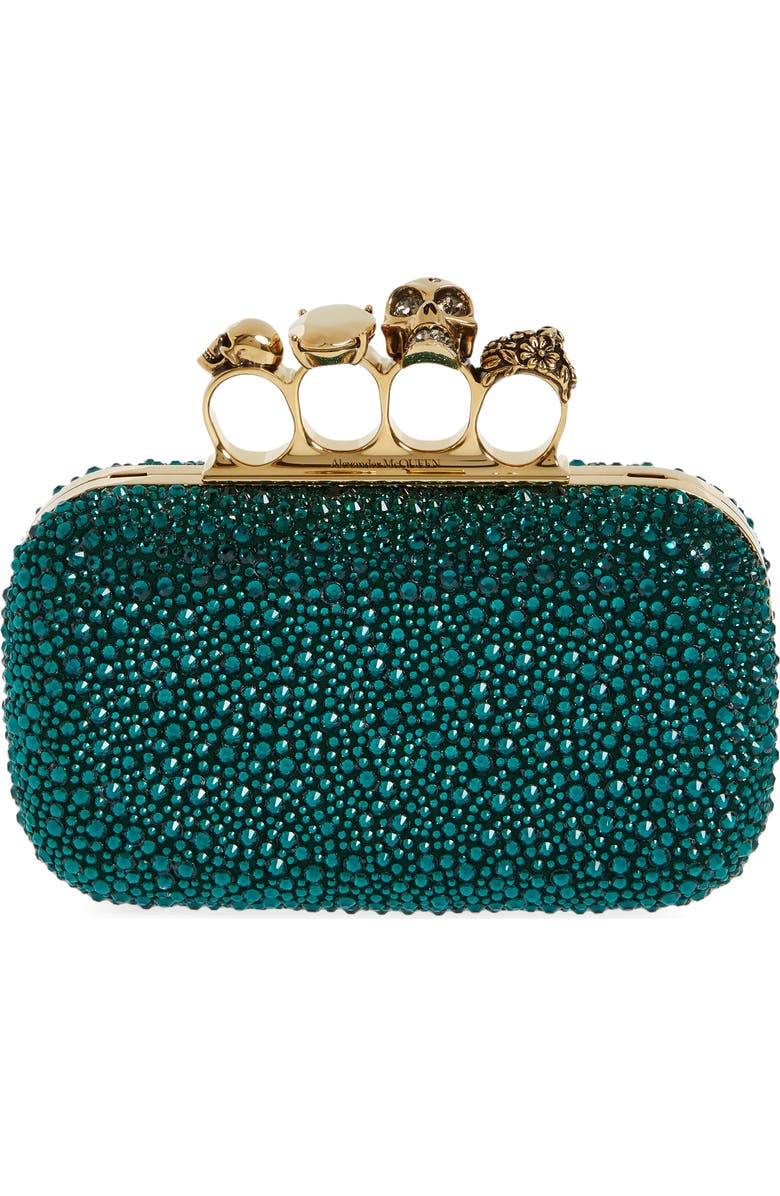 McQueen Crystal Embellished Jeweled Clutch, Main, color,