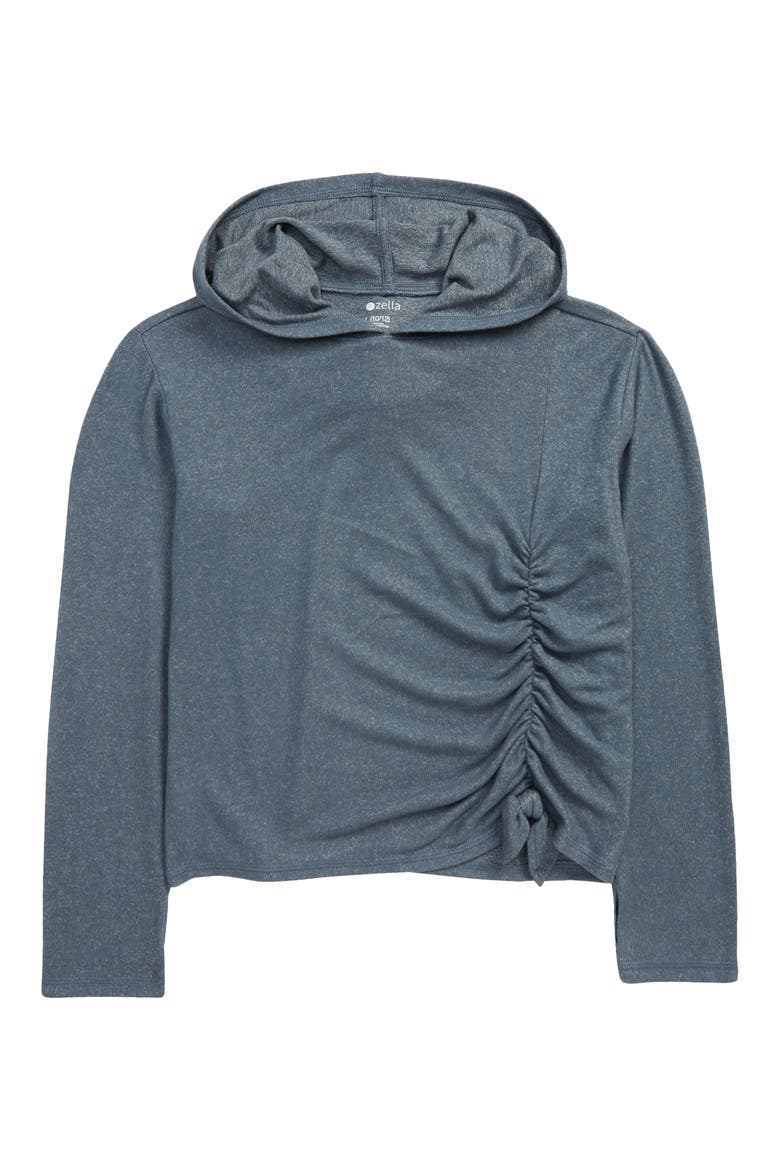 Ruched Side Hoodie, Main, color, BLUE WEATHER