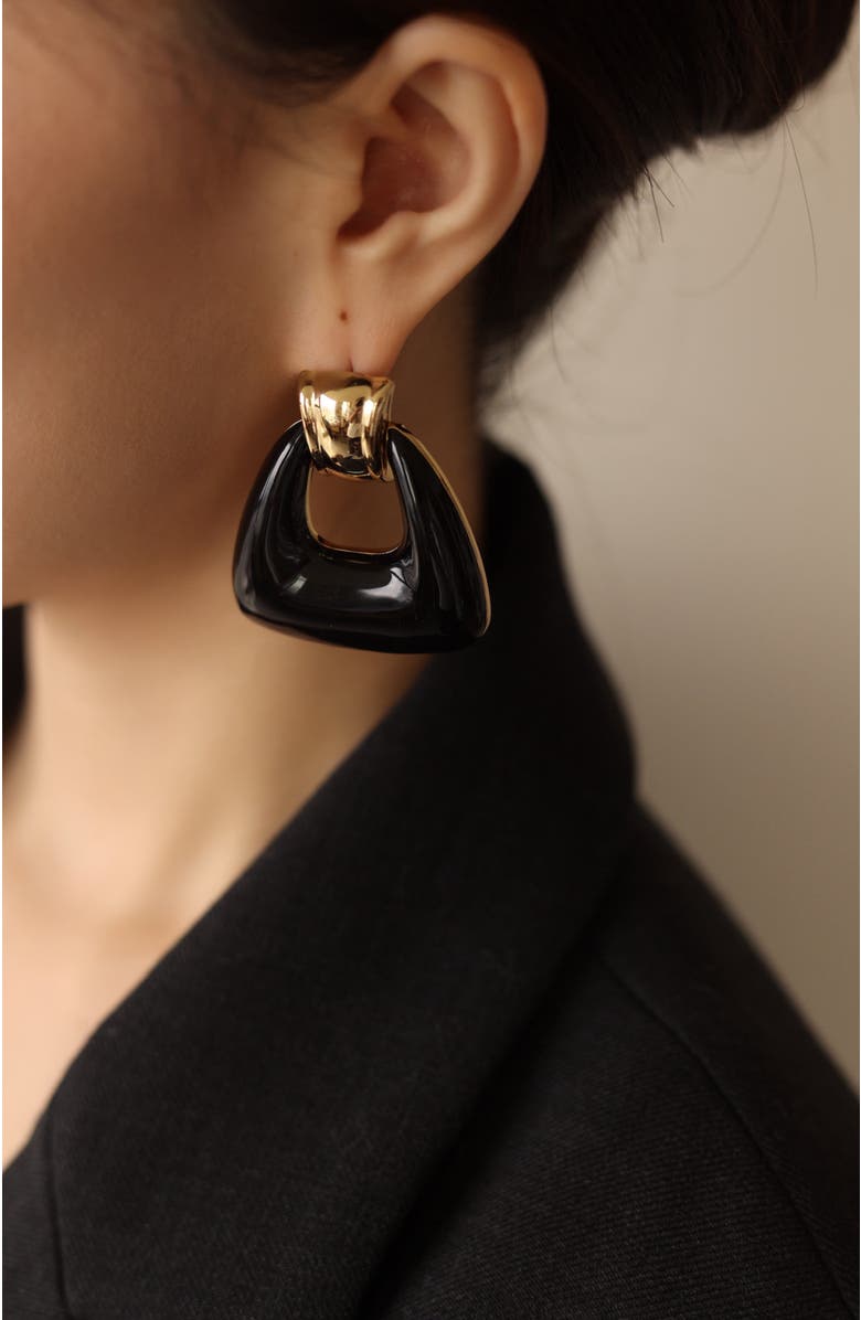 RC RETRO CHIC Ostuni Earrings, Alternate, color, Black & Gold
