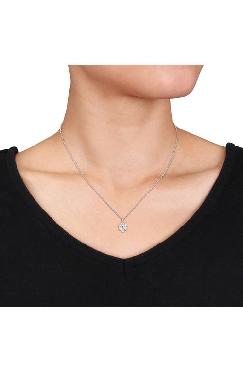 Created Forever Sterling Silver Lab Grown Diamond Cluster Pendant Necklace In White