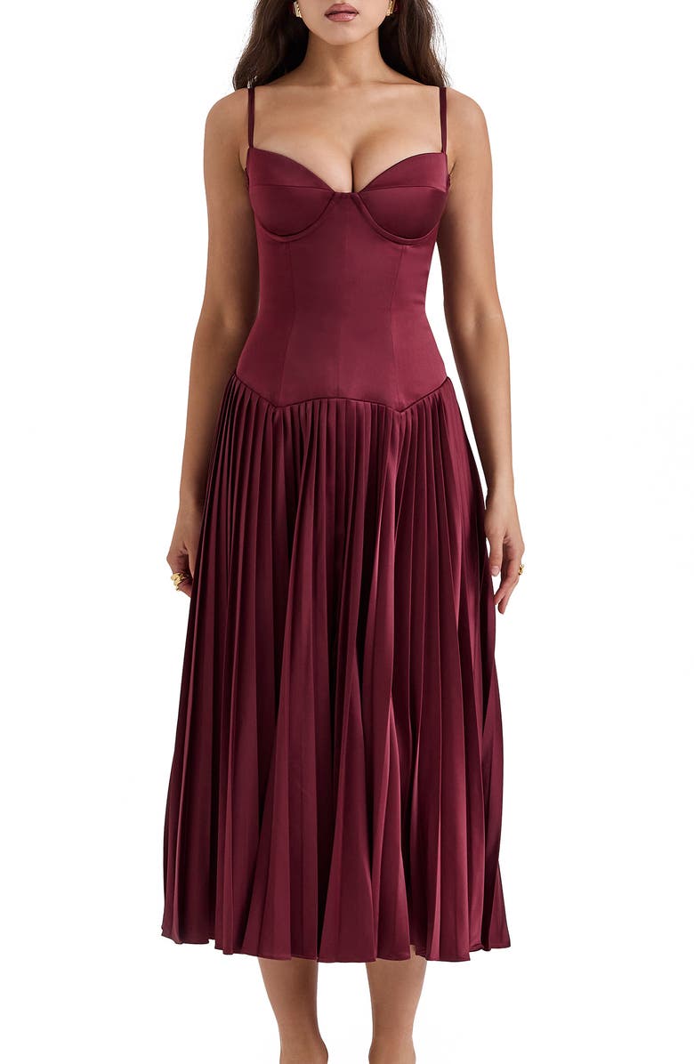 HOUSE OF CB Beau Corset Pleated Sleeveless Maxi Dress, Alternate, color,