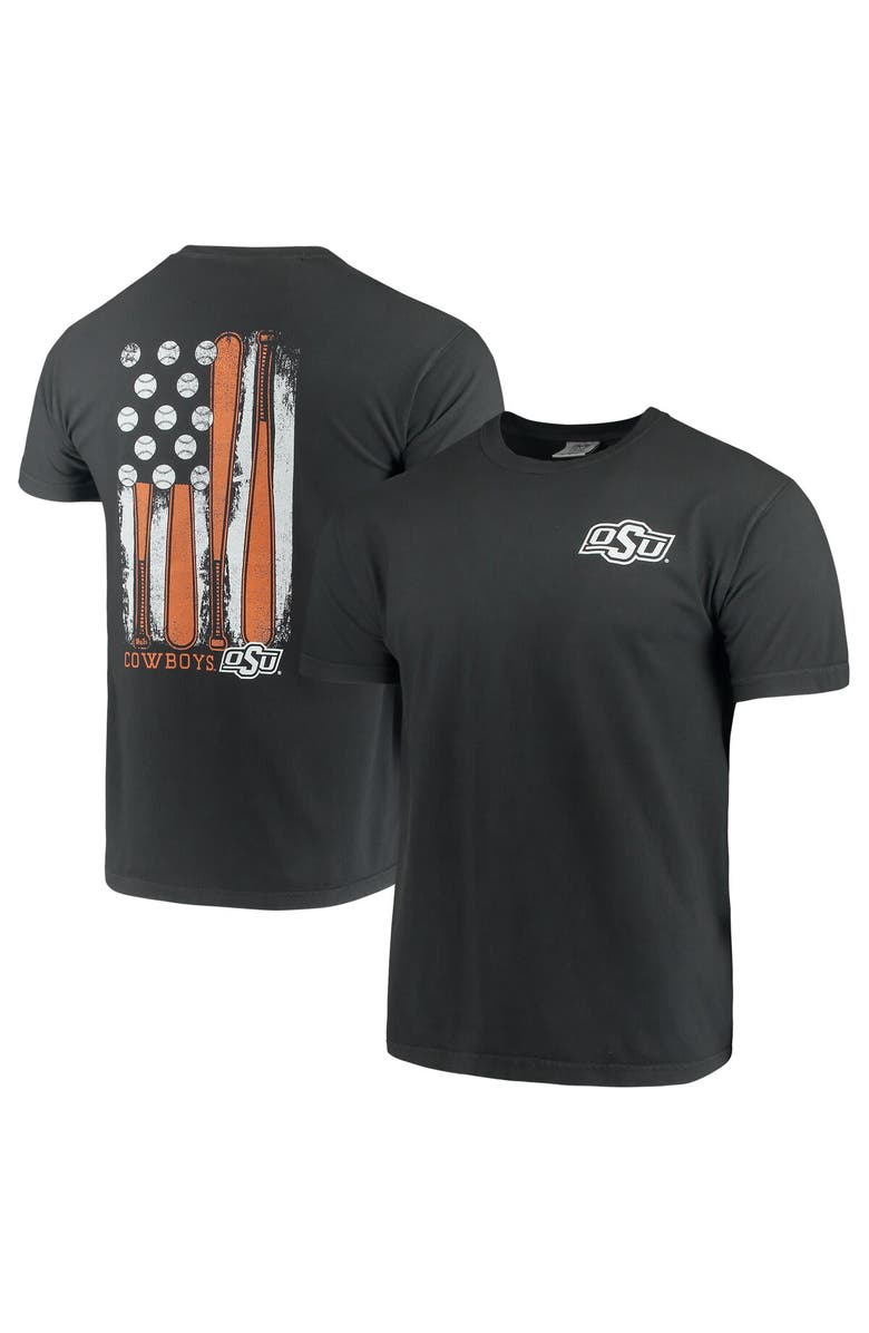 IMAGE ONE Men's Black Oklahoma State Cowboys Baseball Flag Comfort Colors T-Shirt, Main, color,