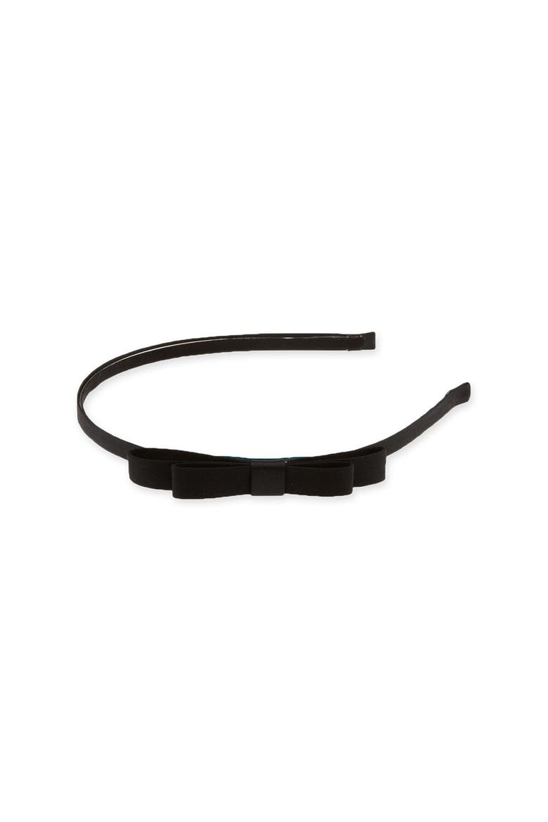'Skinny Bow' Headband, Main, color, BLACK