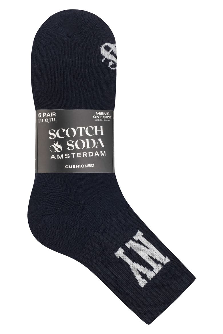 6-Pack Assorted Terry Quarter Crew Socks, Alternate, color, NAVY