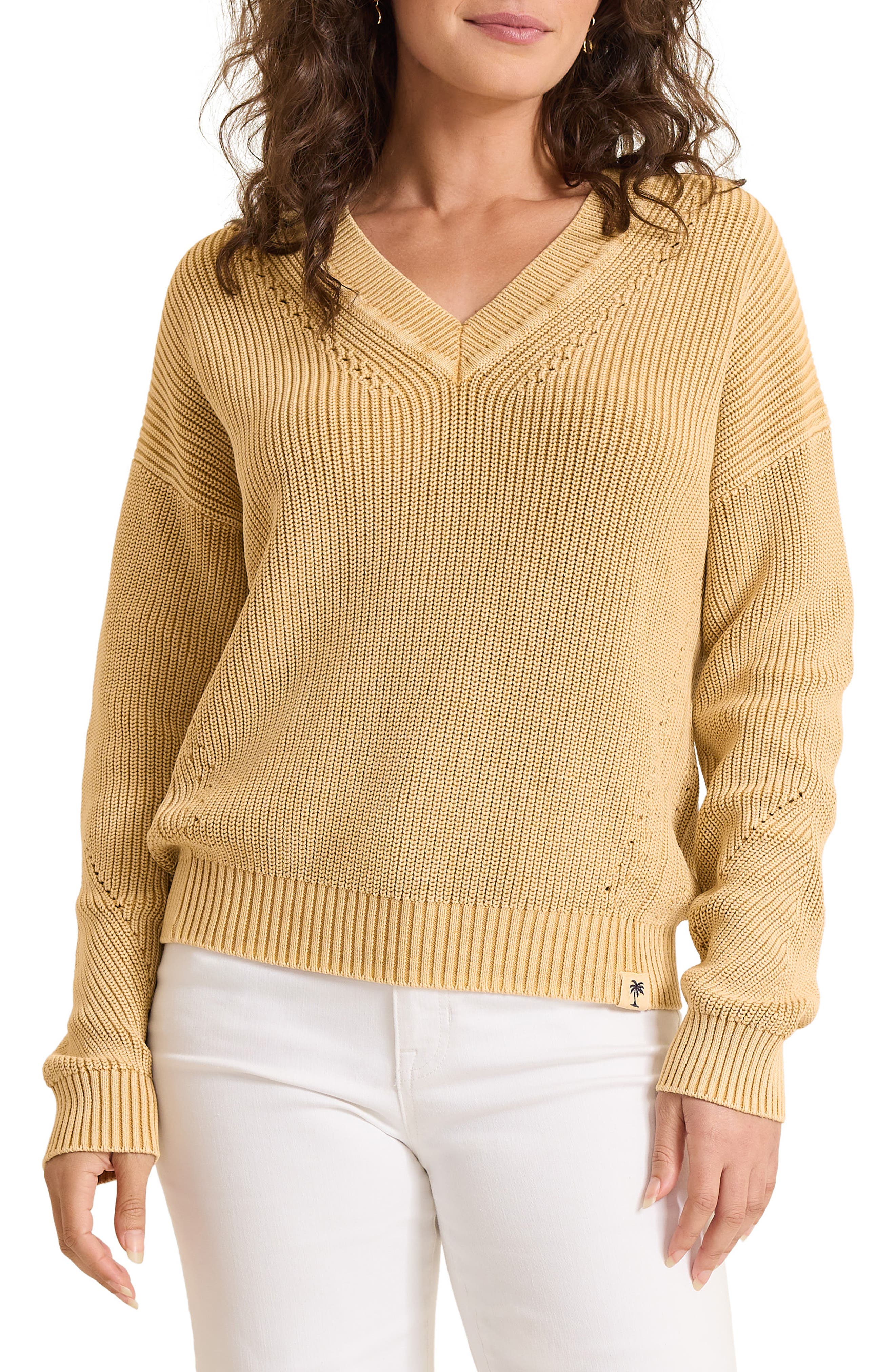 Tommy Bahama Indigo Palms Cotton V-Neck Sweater