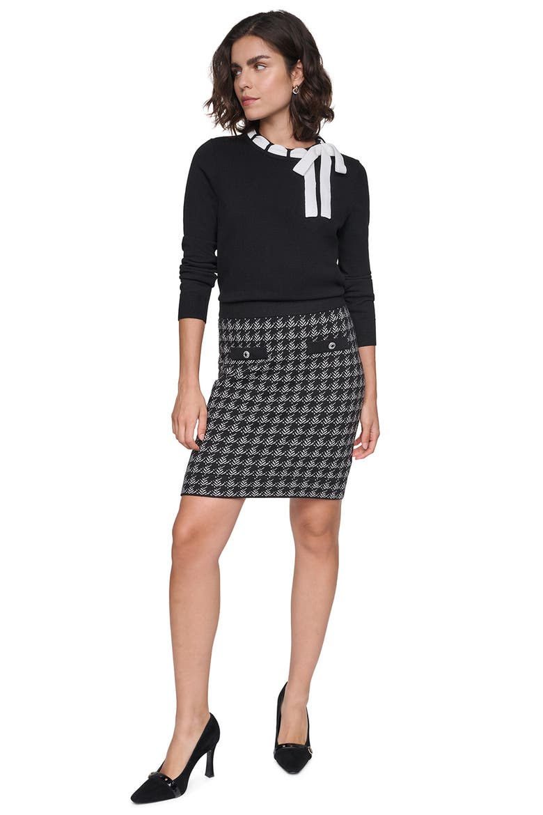 Houndstooth Miniskirt, Alternate, color, BLACK/ SOFT WHITE