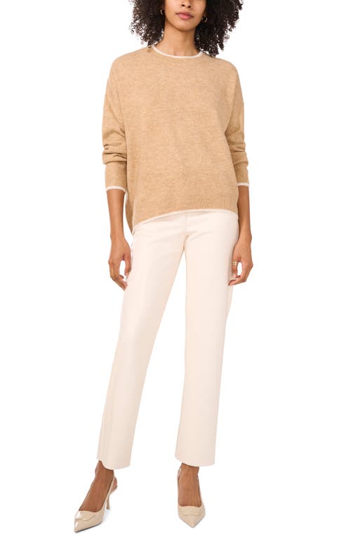 Vince Camuto Contrast Trim Crewneck Sweater In Neutral