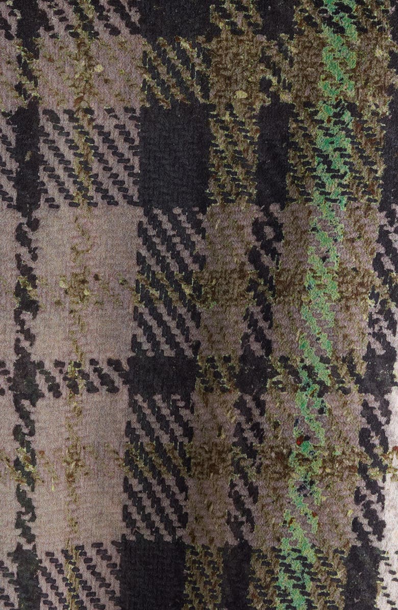 Acne Studios Senelle Plaid Silk Shirt, Alternate, color, Green/ Grey