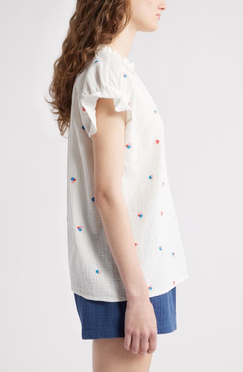 Caslonr Caslon(r) Embroidered Cotton Gauze Top