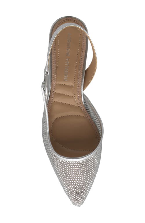 Adrienne Vittadini Snipe Slingback Rhinestone Pump In Silver Mesh