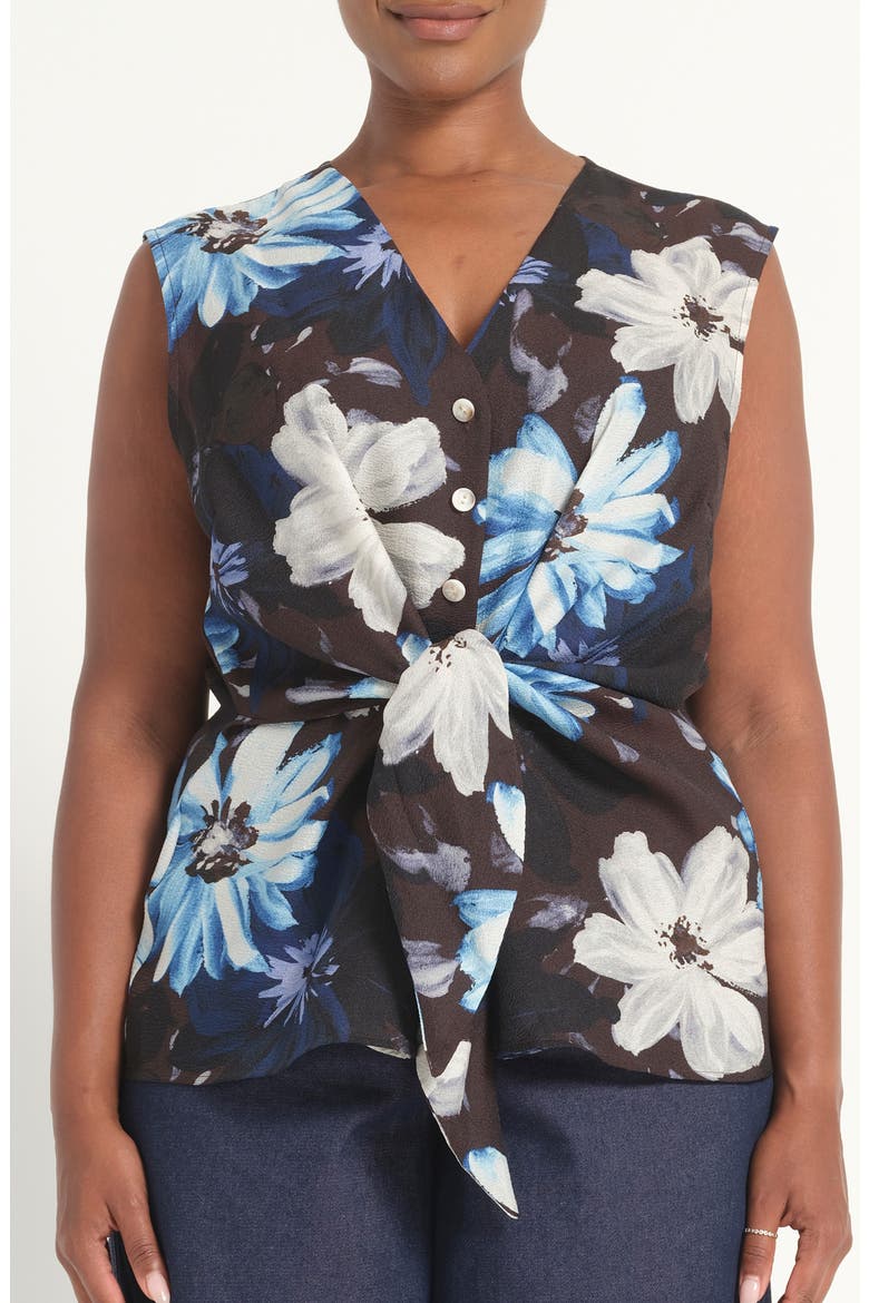 Aveline Floral Print Sleeveless Top, Main, color, CHOCOLATE SKY