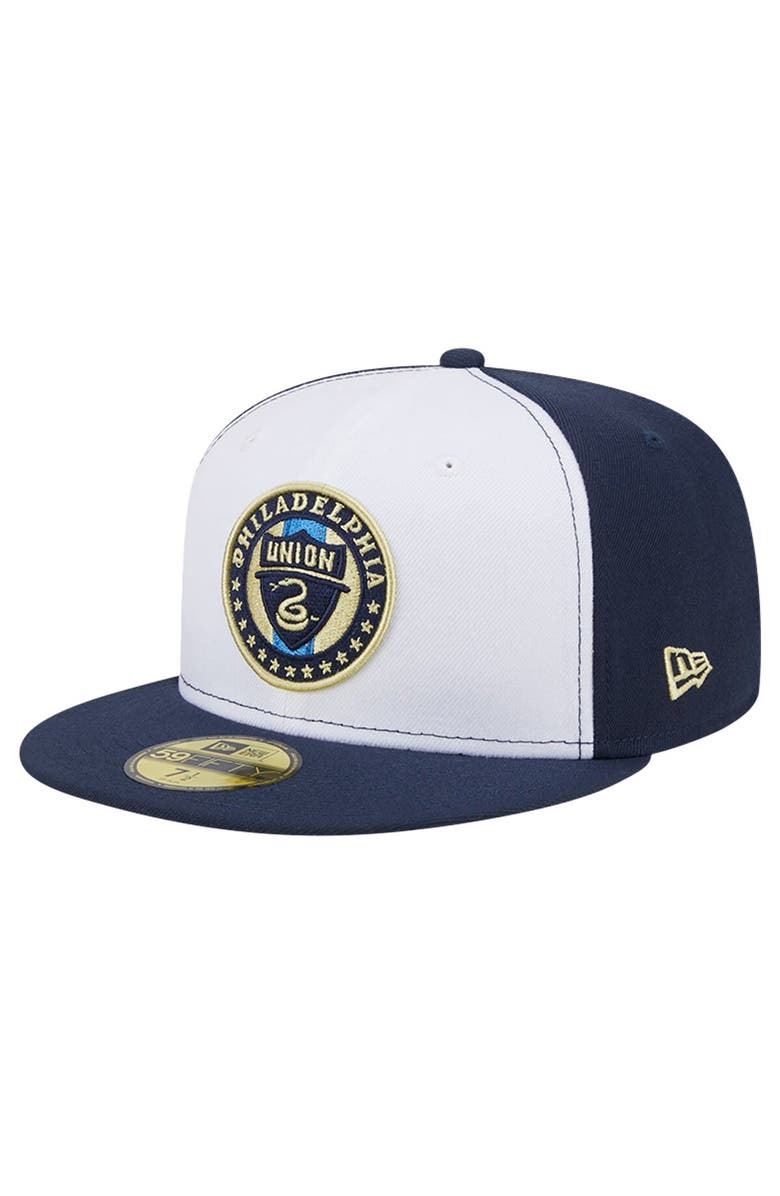 New Era Men's New Era White/Navy Philadelphia Union 2024 Kick Off Collection 59FIFTY Fitted Hat, Alternate, color, White
