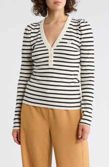 DKNY Jeans Puff Sleeve Henley