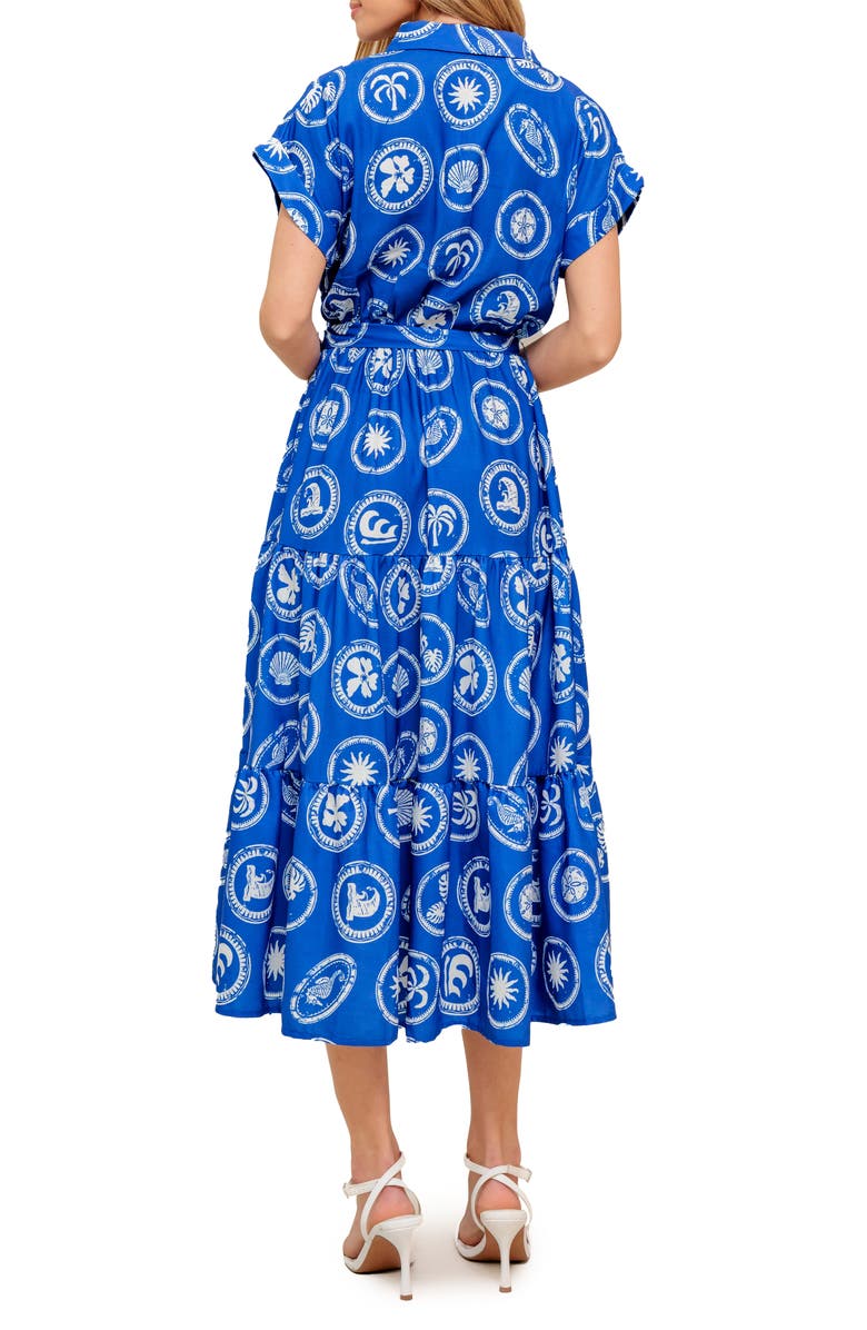 FLYING TOMATO Surplice Neck Midi Dress, Alternate, color, Blue/White