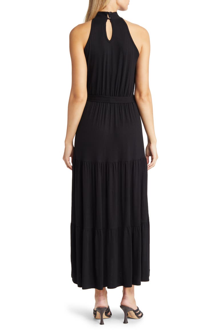 Tiered Halter Maxi Dress, Alternate, color, BLACK