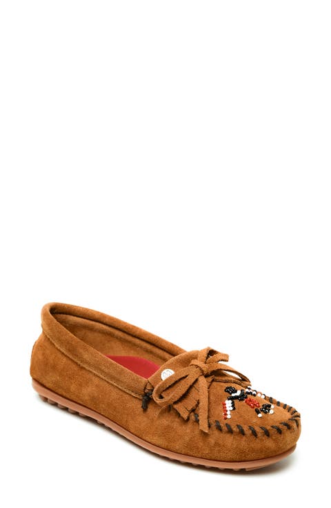 MINNETONKA ブラウン＆オリーブ モカシン ミネトンカ24年春夏シューズ「ペニーモック」牛革のローファー風