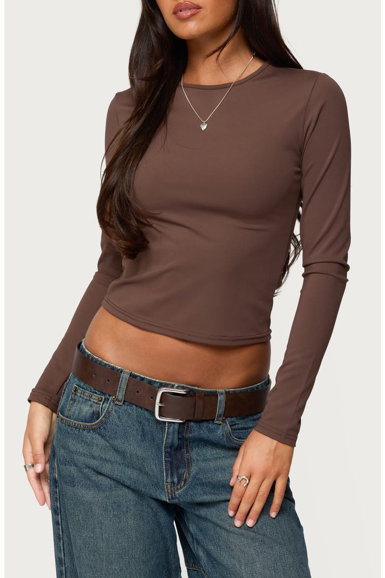 Tay Long Sleeve Crop Top, Main, color, BROWN