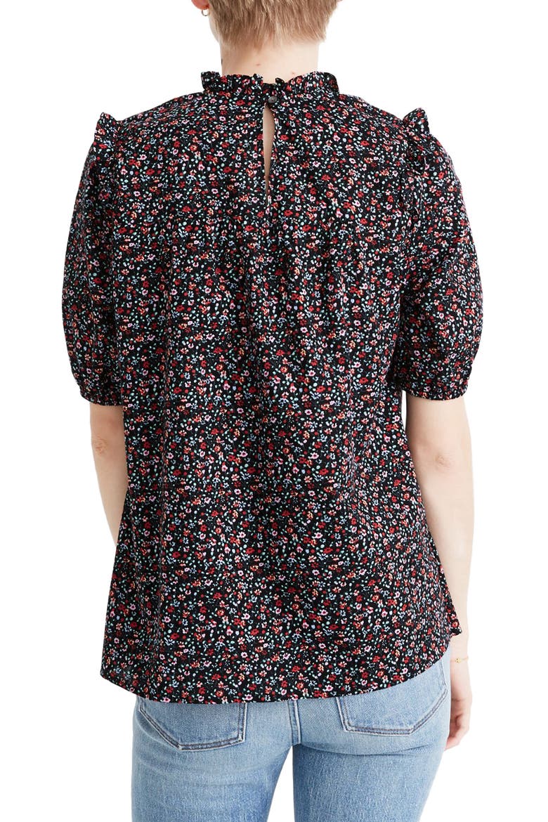 Ruffle Puff Sleeve Top, Alternate, color, FIELD FLORAL PRESSED ORCHID