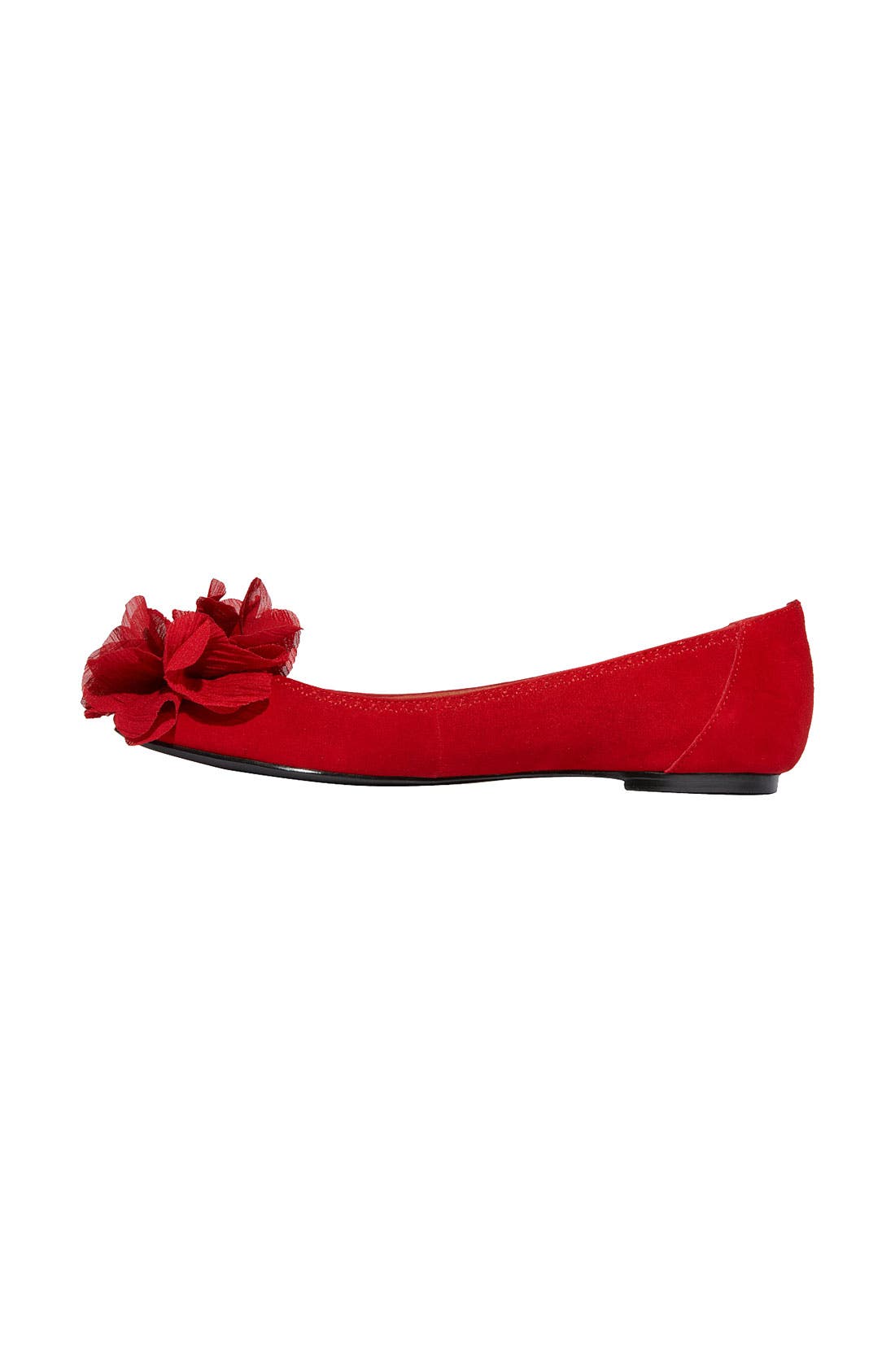 'Romantic' Flat, Alternate, color, BLACK SUEDE