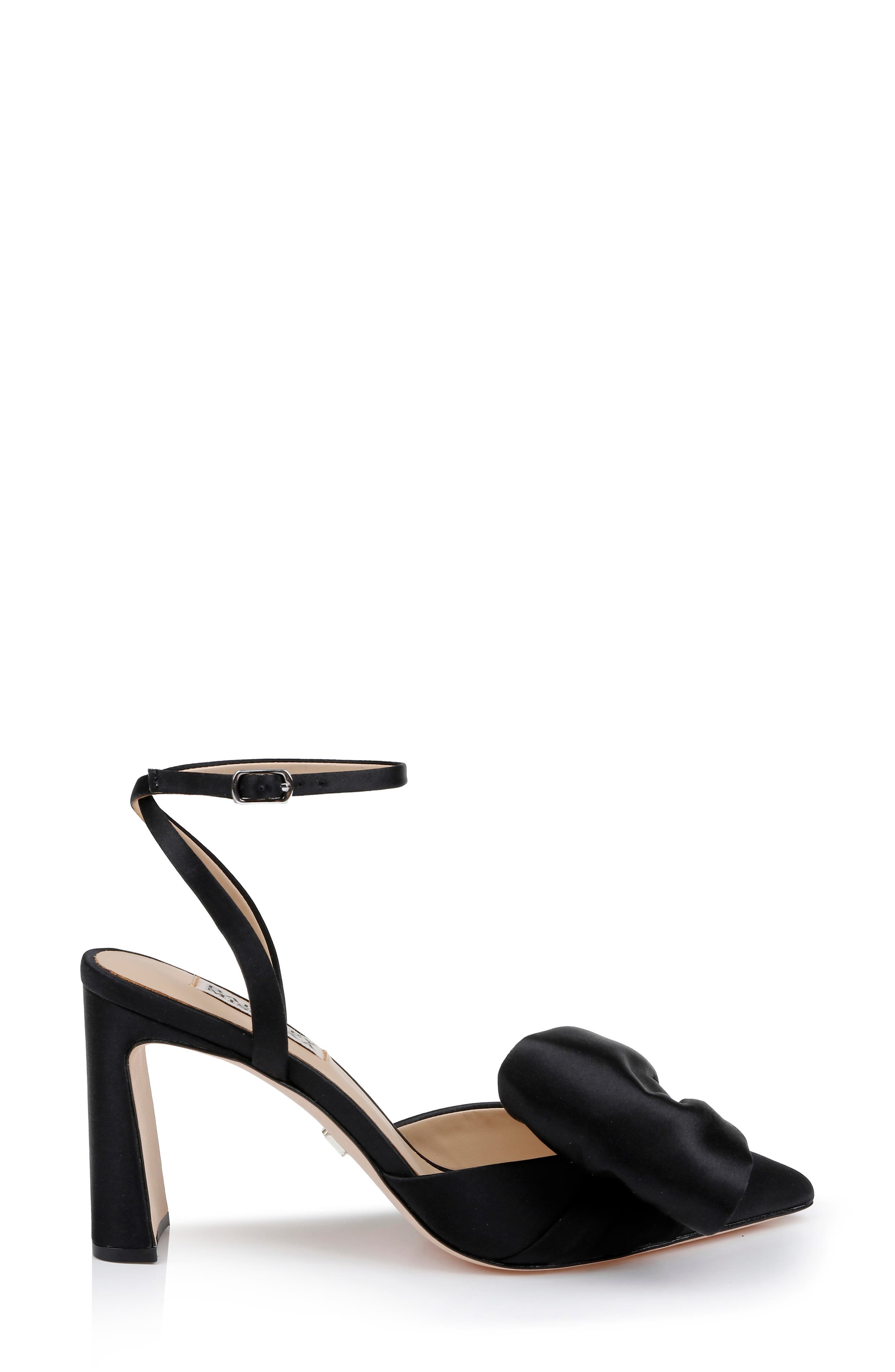 Badgley Mischka Collection Alease Ankle Strap Pointed Toe Pump, Alternate, color, Black Satin