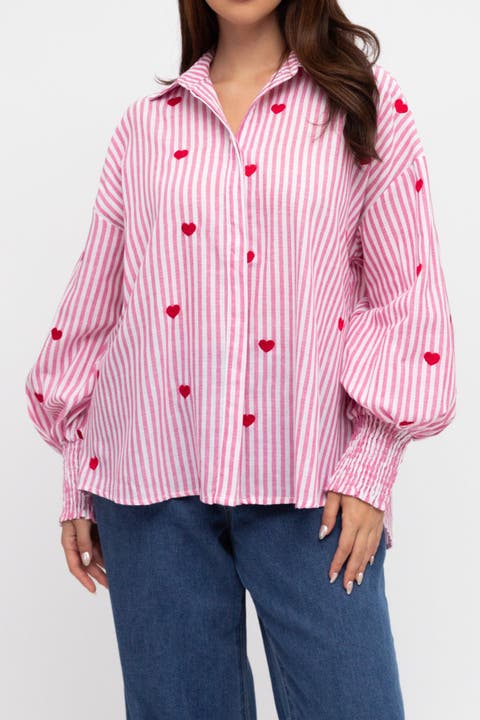 Heart Embroidered Shirt