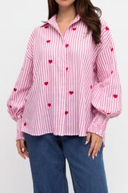 Label of Love Heart Embroidered Shirt