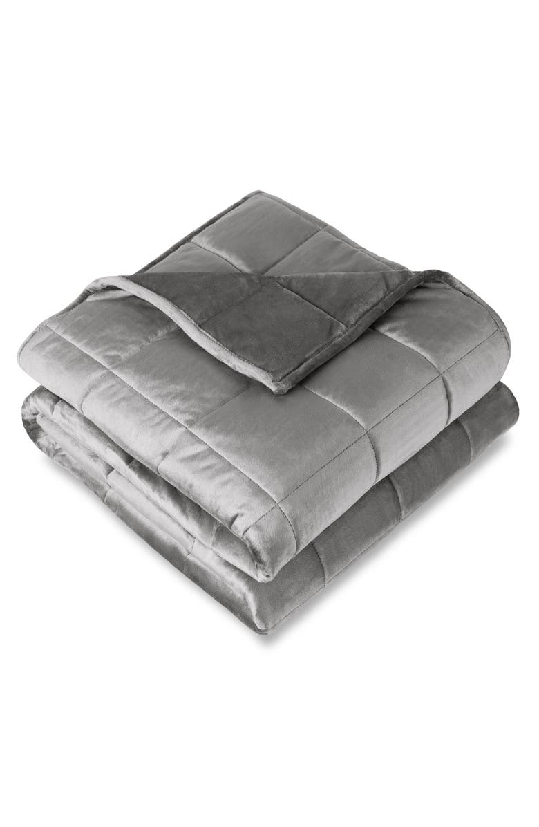 Bare Home Minky Fleece Weighted Blanket, Main, color, Light Grey