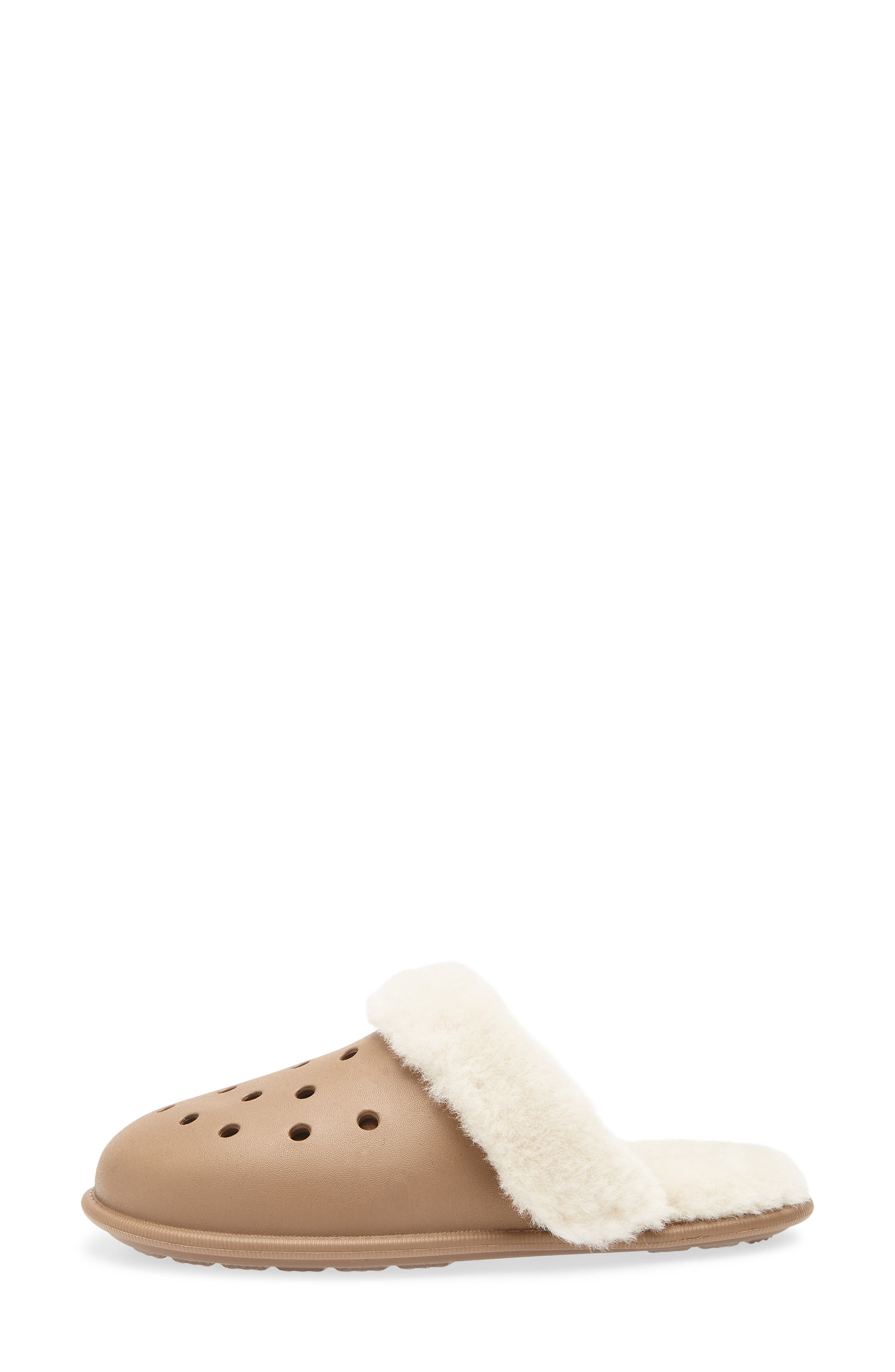 CROCS Classic Fuzz Scuff, Alternate, color, Sepia