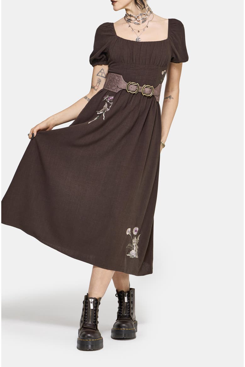 Faela Fairy Embroidered Midi Dress, Alternate, color, Black