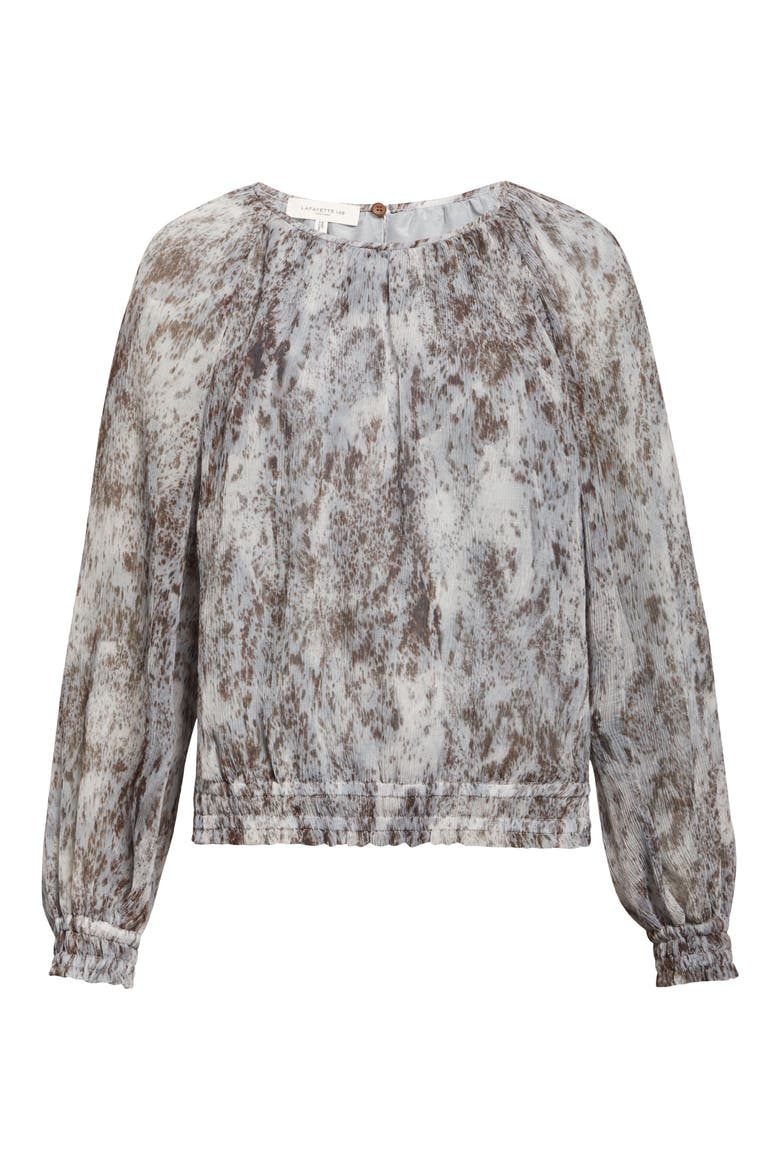 Speckled Glaze Print Gathered Georgette Blouse, Alternate, color, BROWN/ PEARL MULTI