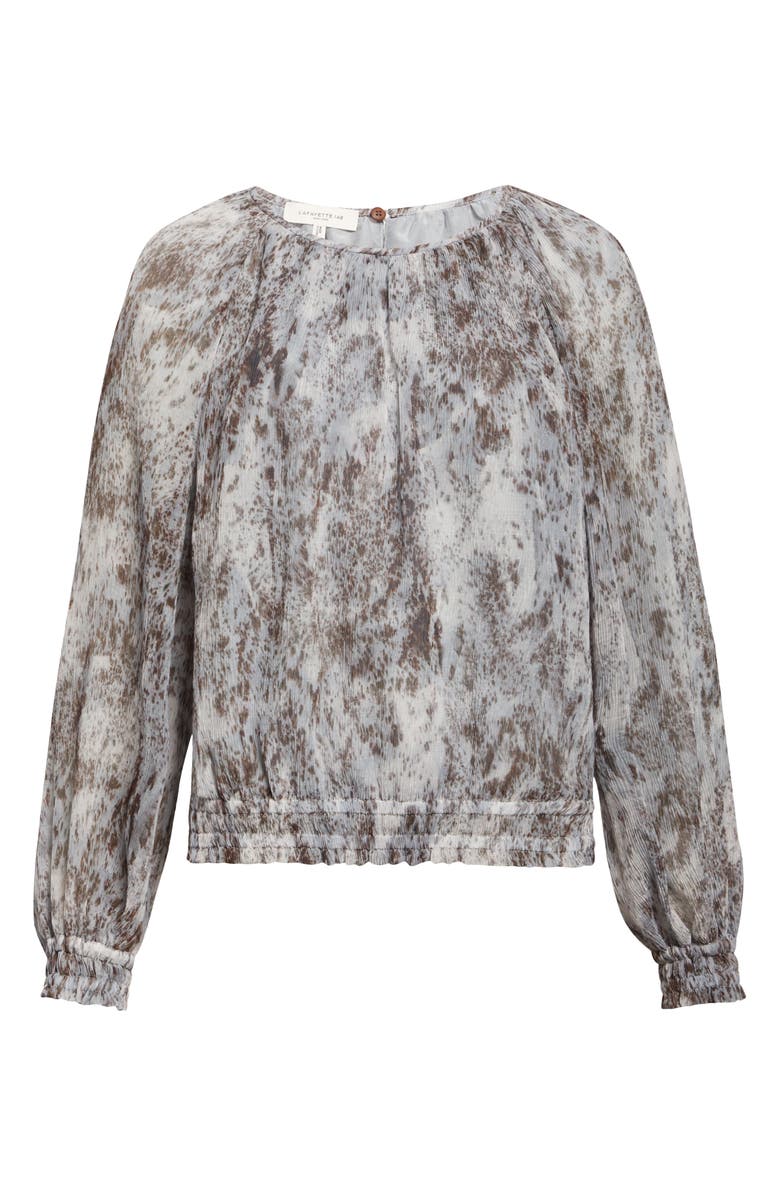 Lafayette 148 New York Speckled Glaze Print Gathered Georgette Blouse, Alternate, color, Brown/ Pearl Multi