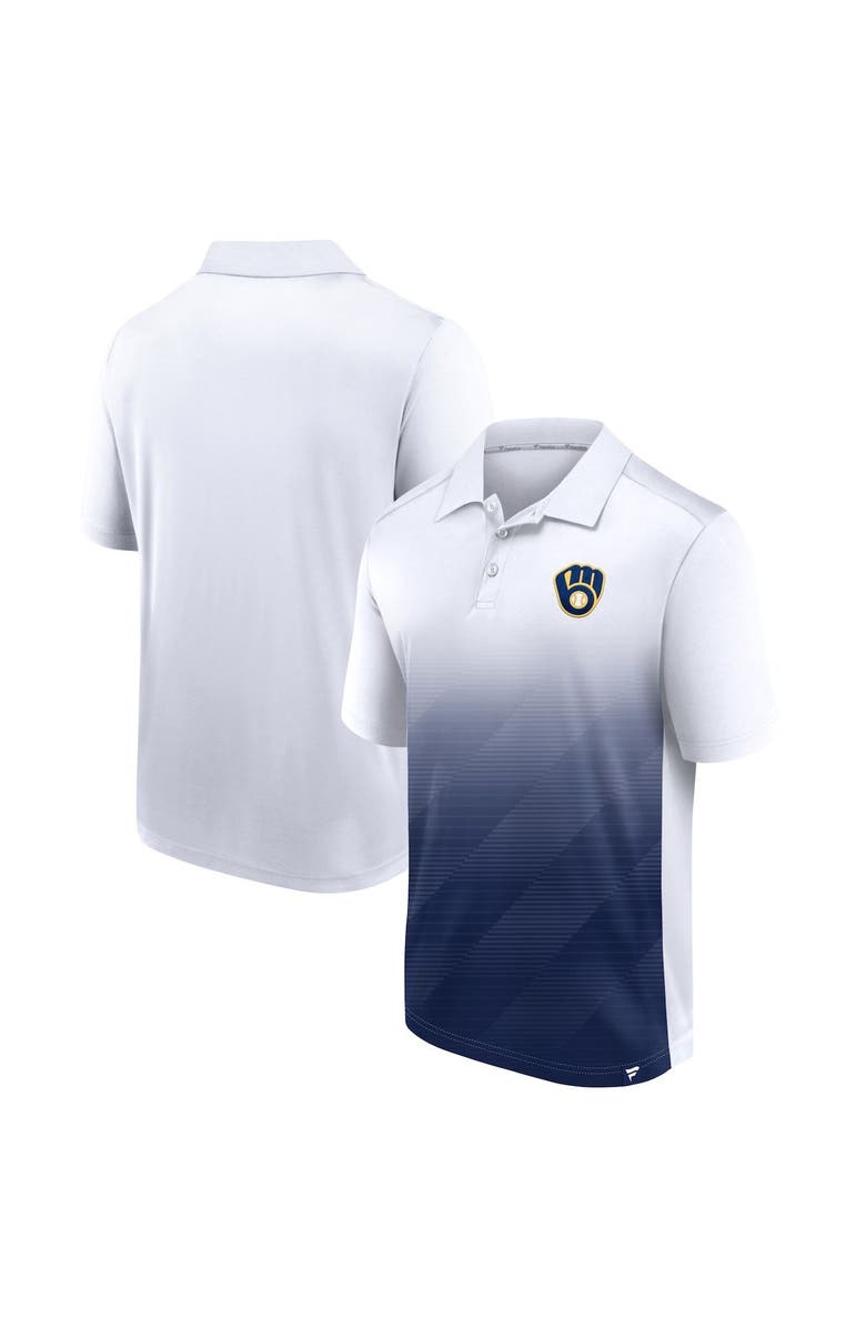 FANATICS Men's Fanatics Branded White/Navy Milwaukee Brewers Iconic Parameter Sublimated Polo, Main, color, 
