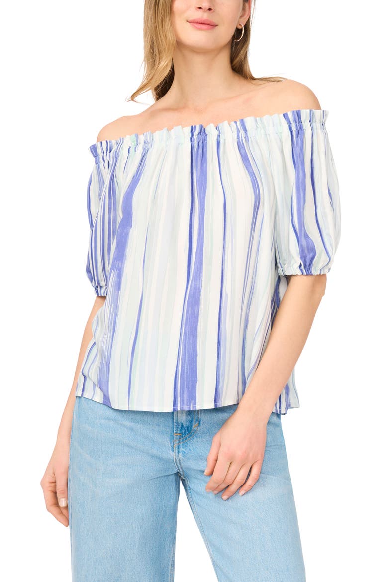 Off the Shoulder Balloon Sleeve Top, Alternate, color, ICE LAGOON