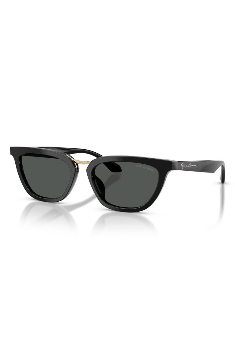 ARMANI 54mm Butterfly Sunglasses, Alternate, color, Black / Dark Grey