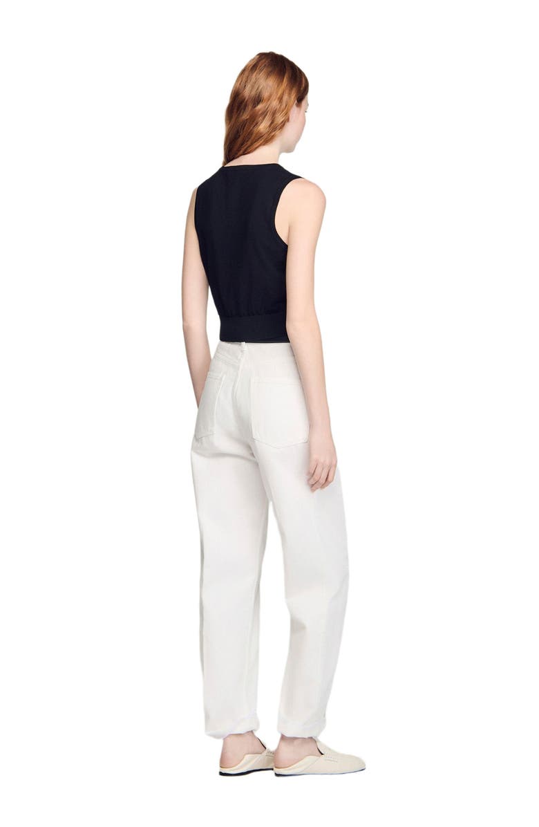 SANDRO Sleeveless short knit sweater, Alternate, color, Black