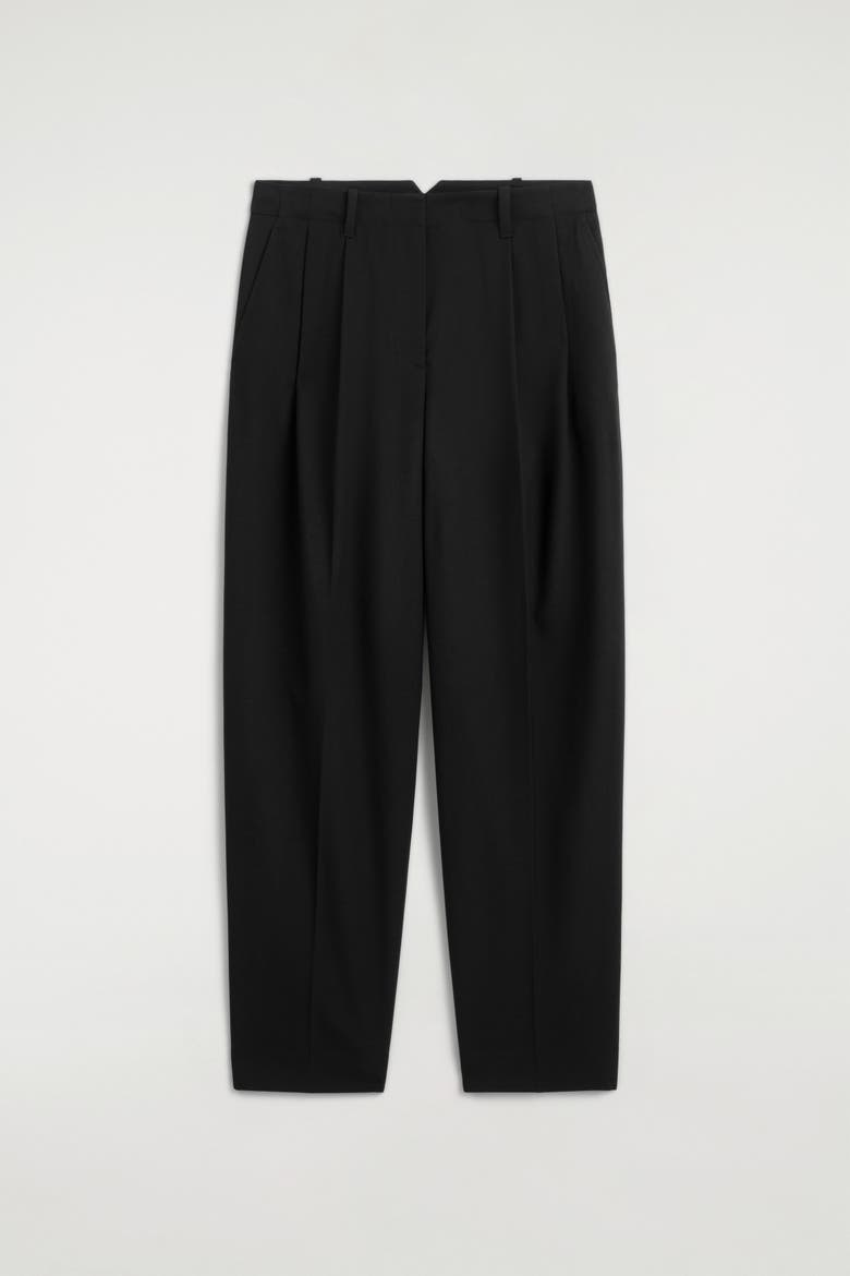 Pleated Wool-blend Tapered Trousers, Alternate, color, BLACK